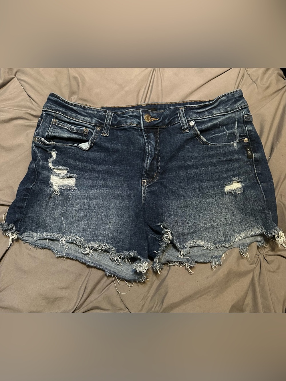 Silver Jeans Dark Blue Distressed Denim Cutoff Shorts